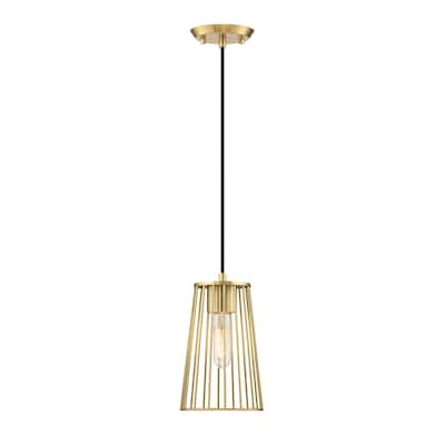 Liana 60 Watt 1-Light Brushed Gold Glam Pendant Light with Wire Cage Shade - 9.75