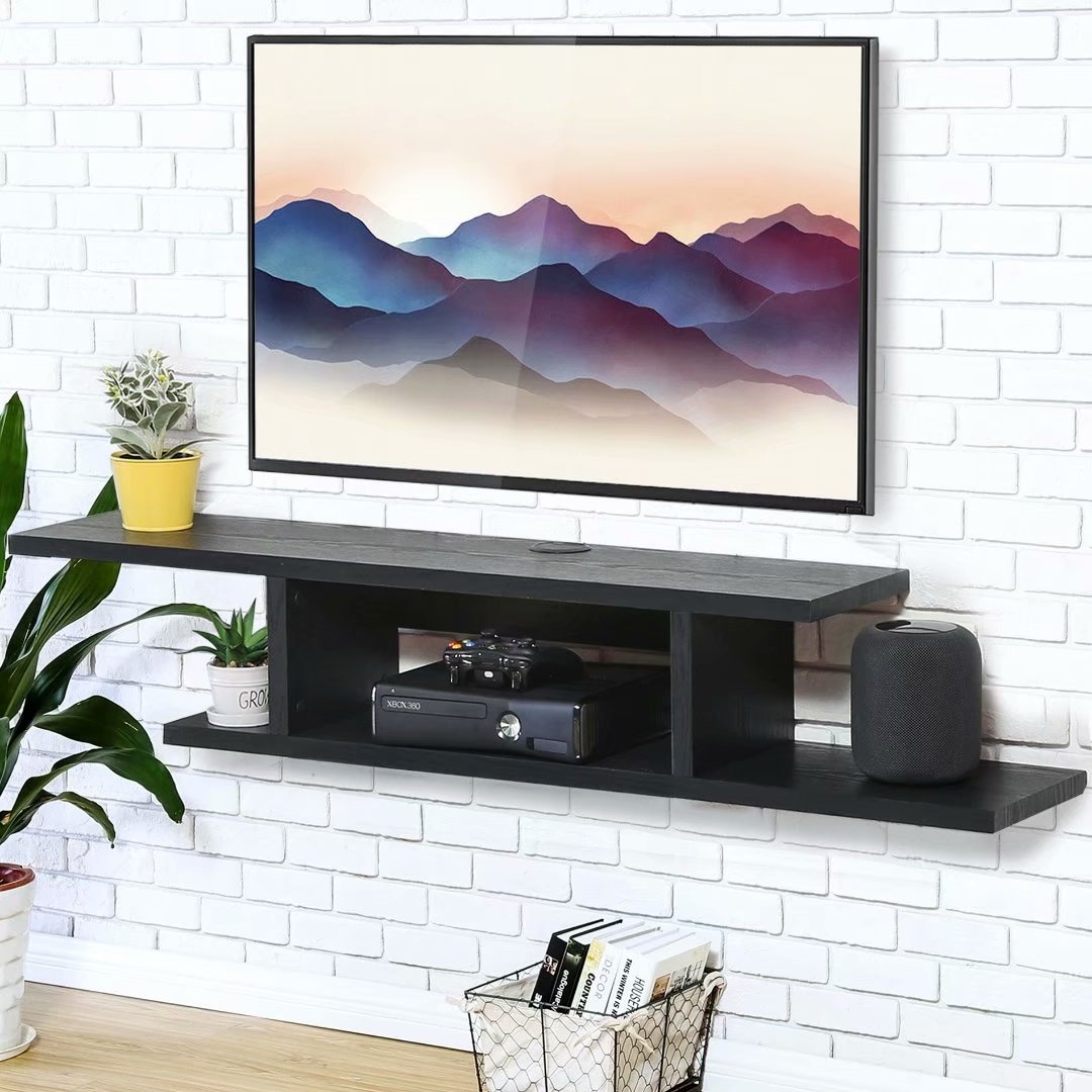 Wall mounted media console floating tv stand component shelf clearance fitueyes