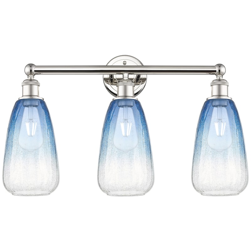 Innovations Lighting 616-3W-16-24 Brookhaven Almond Vanity Brookhaven - Polished Nickel / Sapphire Blue