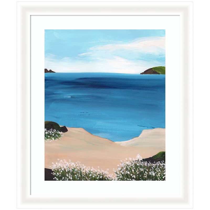 Kate and Laurel Framed Art Midday at Sea by Nikita Jariwala - 23x27 - White