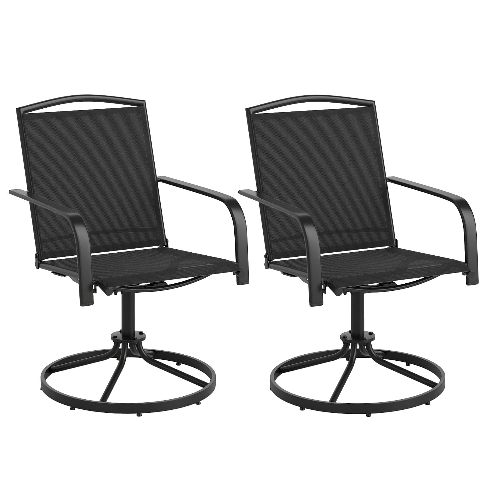 Gymax Patio Swivel Chairs Set of 2 w/ High Back & Round Metal Base for