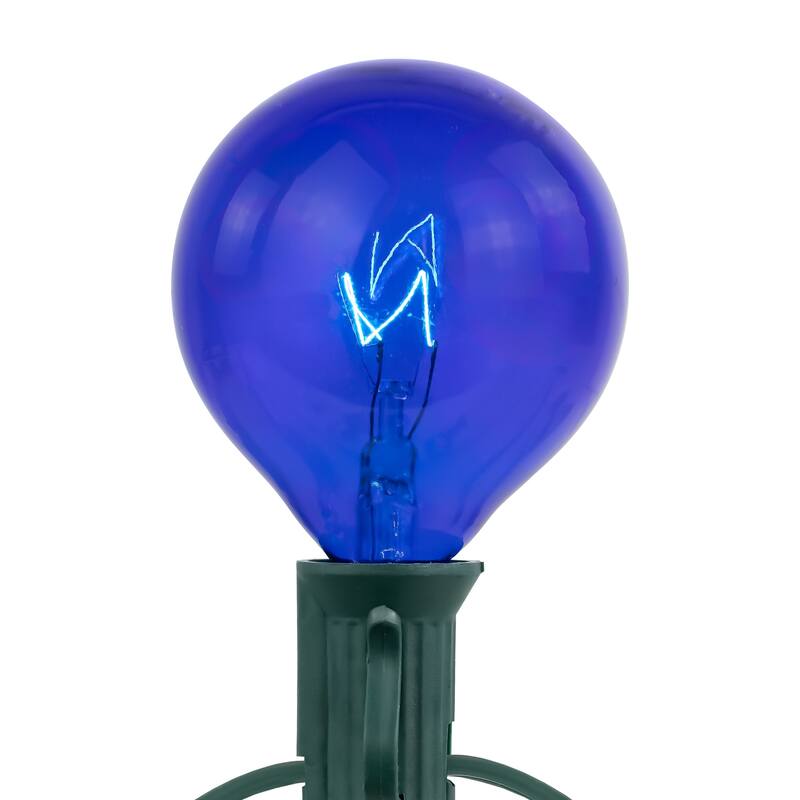 10-Count Blue G50 Globe Christmas Patio Lights- 9ft, Green Wire