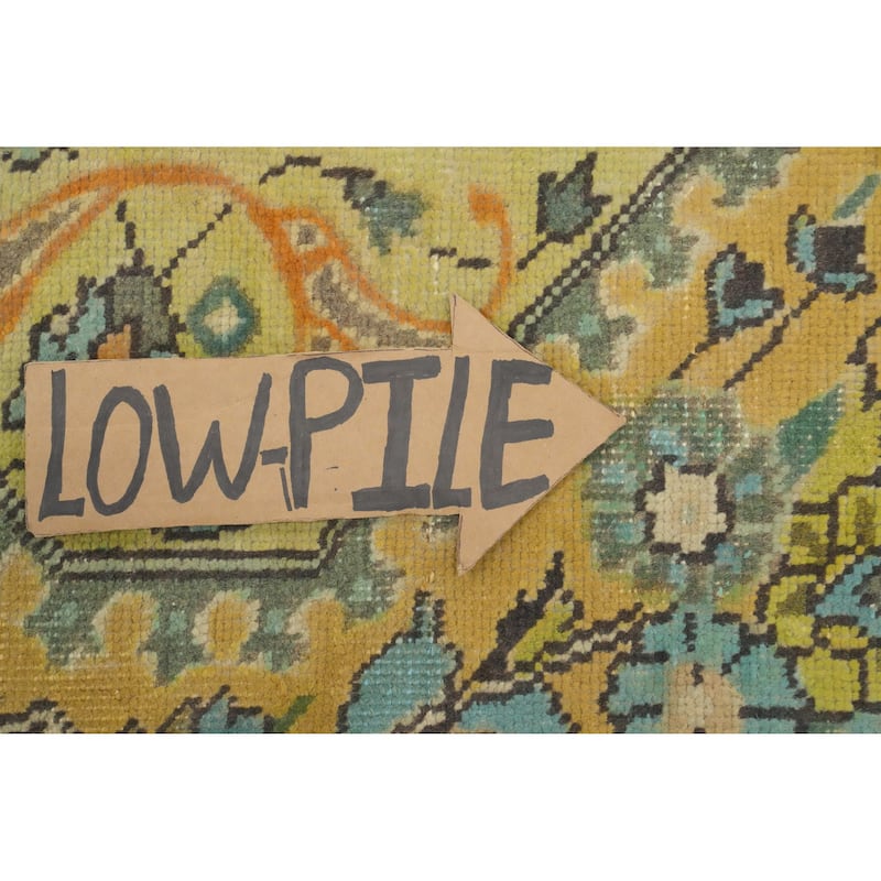 Hand Knotted Oriental 100% Wool Carpet Traditional Floral Yellow & Gold Tabriz Area Rug - 11' 0'' X 7' 11''