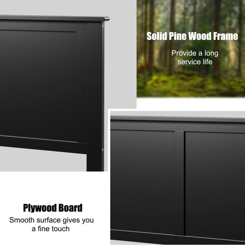 Gymax Twin Wood Headboard Flat Panel Pre-drilled Holes Height