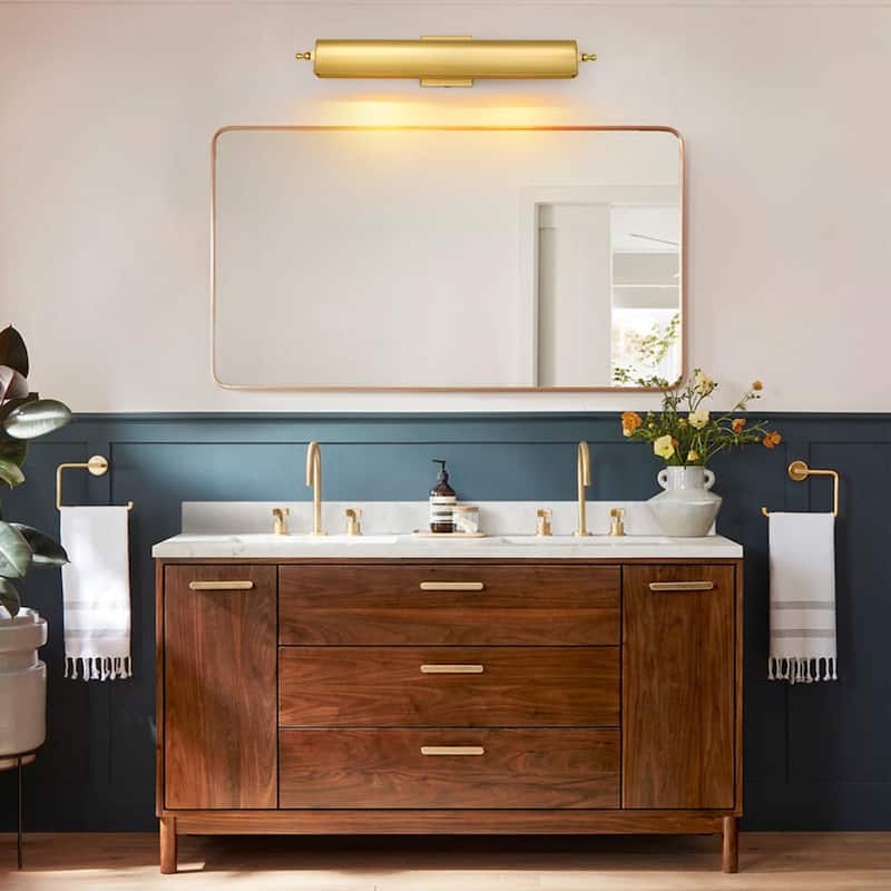 2-Light Black/Glod Modern Metal Wall Sconce with Sleek Cylindrical Design for Living Room & Bedroom