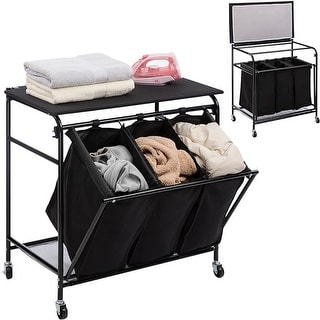 Laundry Sorter Cart Heavy Duty 3 Bags Classic Rolling Side pull Laundry Hamper Sorter - 17.32"D x 28.35"W x 30.31"H - Bed Bath & Beyond - 40406742