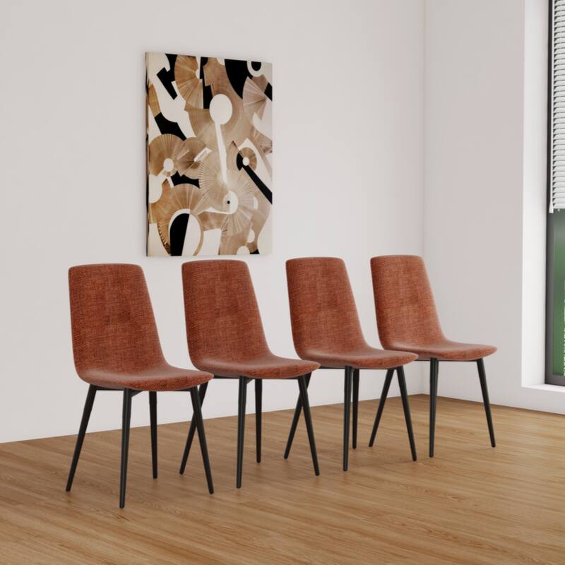 MDF Wood Colour Dining Table and Modern Dining Chairs Set of 4, Dining Room Table and Linen Chairs