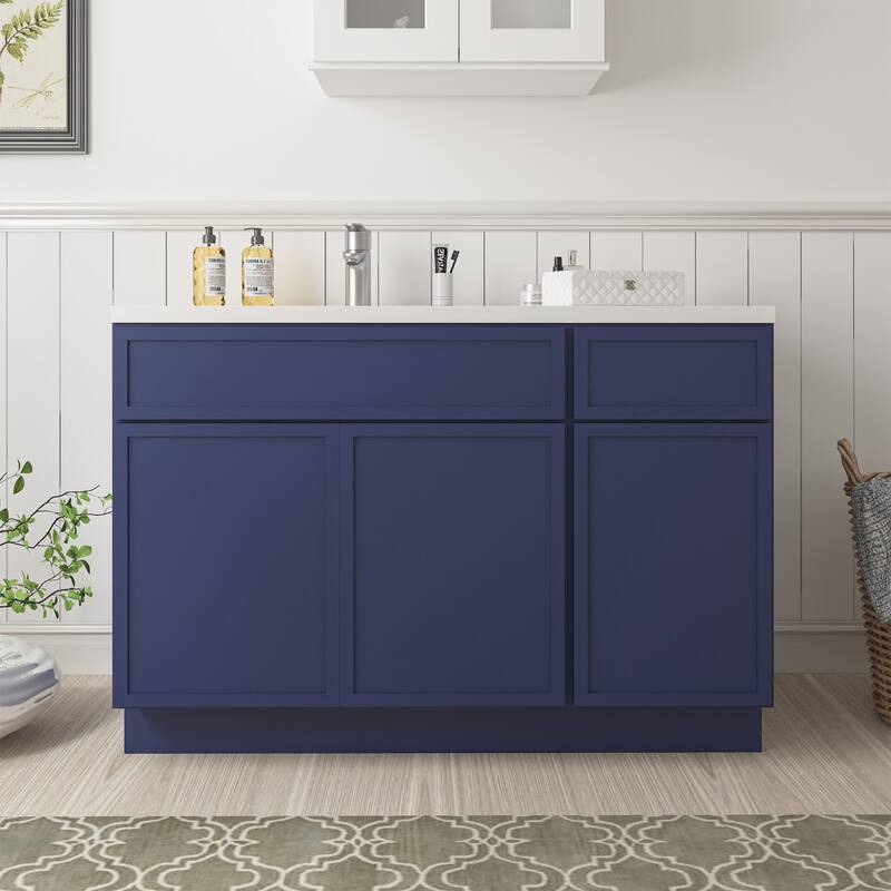 Vanity Art 45" Birch Freestanding Bathroom Vanity Cabinet without Top - Blue