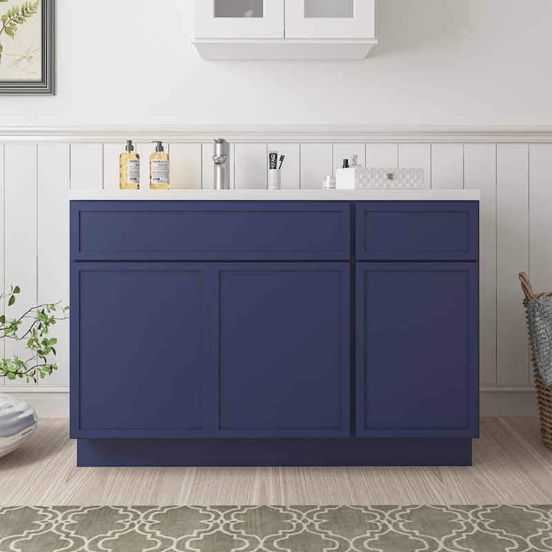 Vanity Art 48" Birch Freestanding Bathroom Vanity Cabinet without Top - Blue