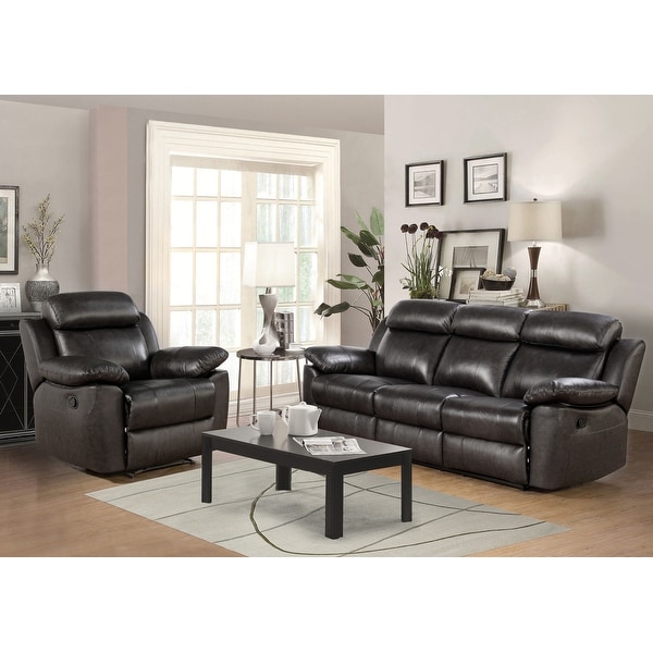 Abbyson Braylen Top Grain Leather Manual Reclining Sofa and Recliner Set. Opens flyout.