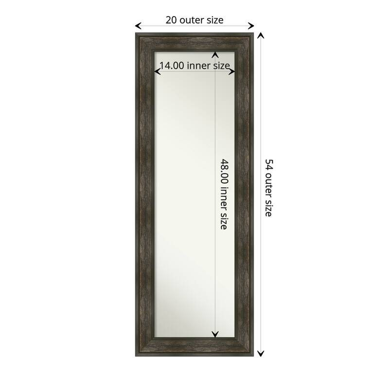Non-Beveled Full Length On The Door Mirror - Rail Rustic Frame - Rail Rustic Char - Outer Size: 20 x 54 in