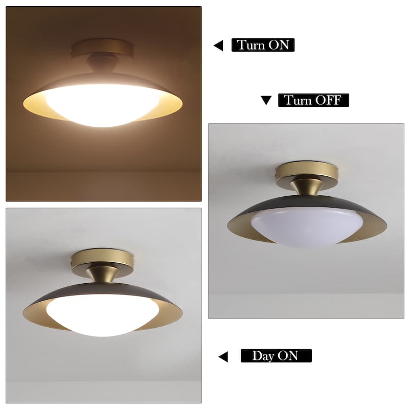 11.8-in W LED Compatible Mid-Century Modern Semi Flush Mount Ceiling Light