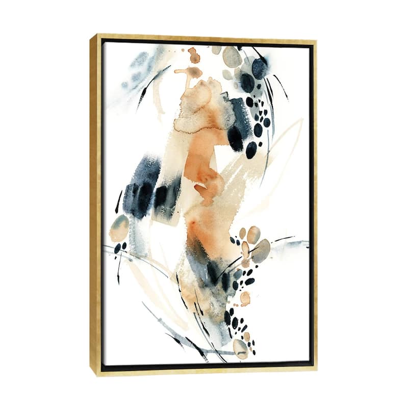 iCanvas "Abstract In Blue And Terracotta IV" by Sophie Rodionov Framed Canvas Print - Gold - 48x32
