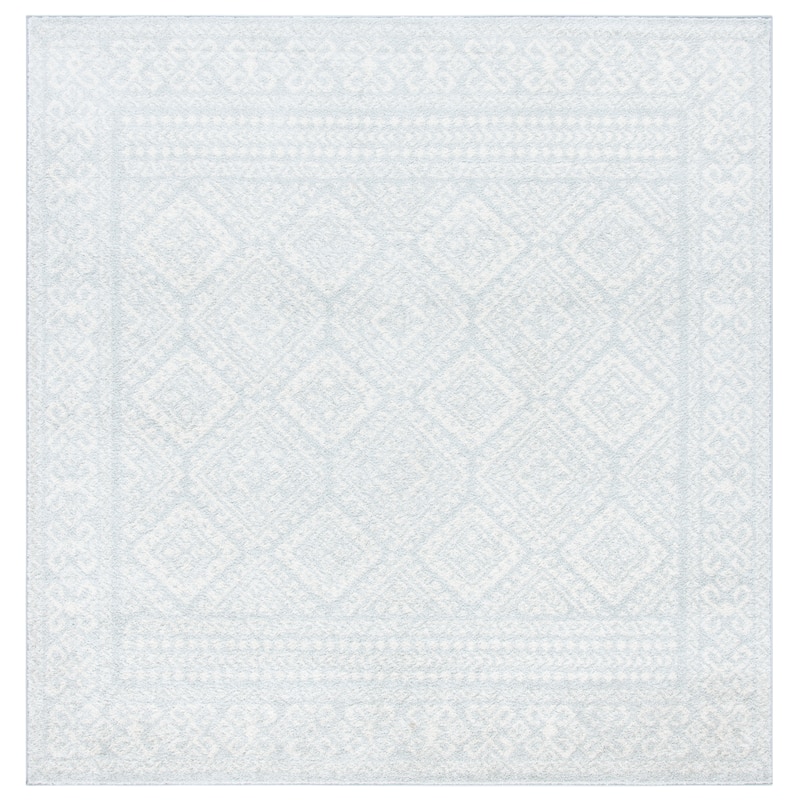 SAFAVIEH Tulum Yolonda Rustic Moroccan Boho Rug - 6'7" Square - Light Grey/Ivory - Square