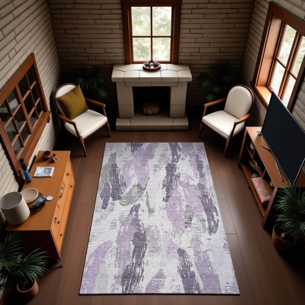 Premium Washable Super Soft Contemporary Strokes Mayfield Rug