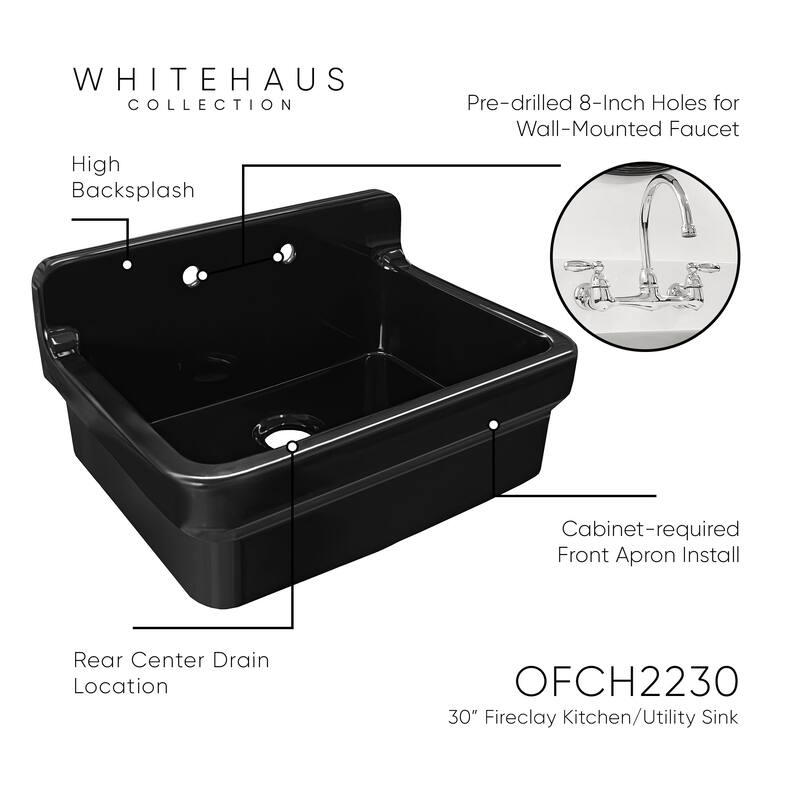Whitehaus Old Fashioned Country 30" Single Basin Kitchen Sink for