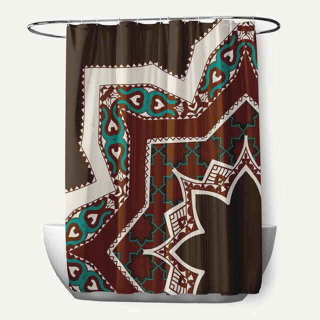 71 x 74-inch Rising Star Geometric Print Shower Curtain - Brown