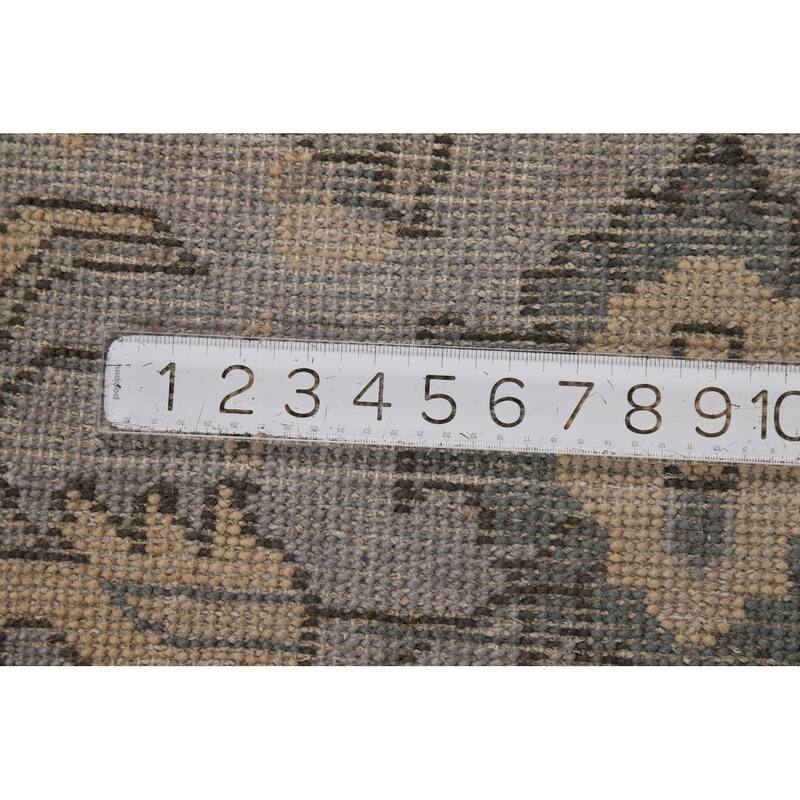 Oushak Indian Area Rug Handmade Beige Floral Wool Carpet - 9'0"x 11'7"