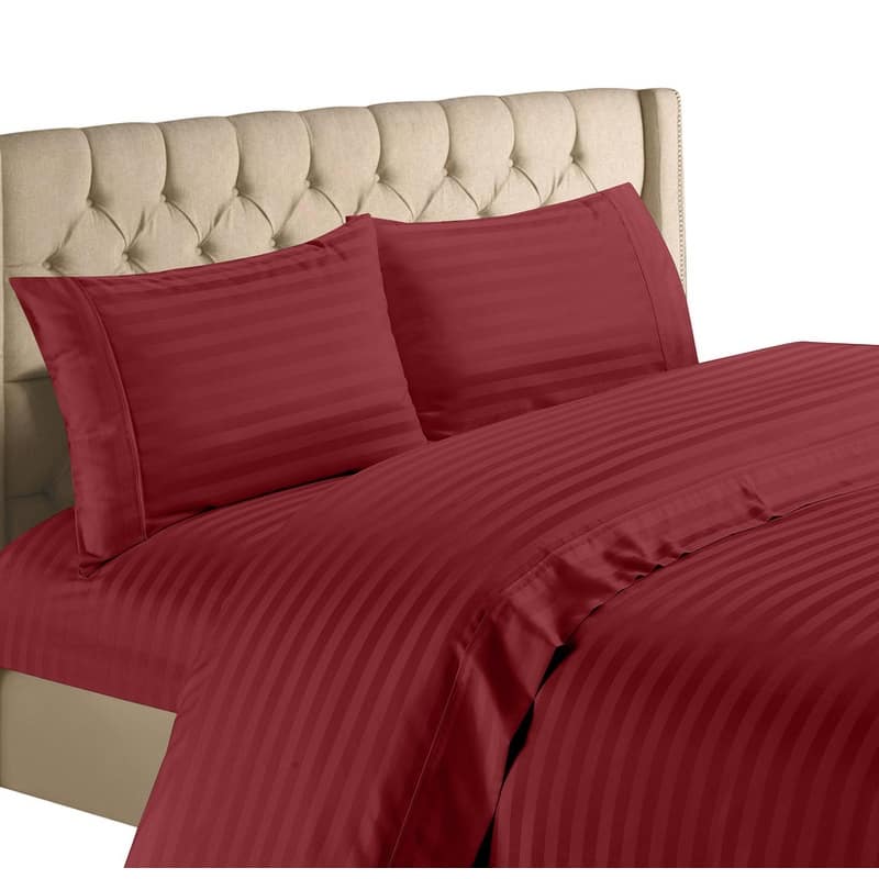 Spring Home 1200 Thread Count 100 Percent Egyptian Cotton Deep Pocket Dobby Striped Sheet Set