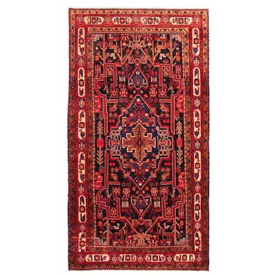 ECARPETGALLERY Hand-knotted Anatolian Vintage Navy, Red Wool Rug - 5'5 x 10'1