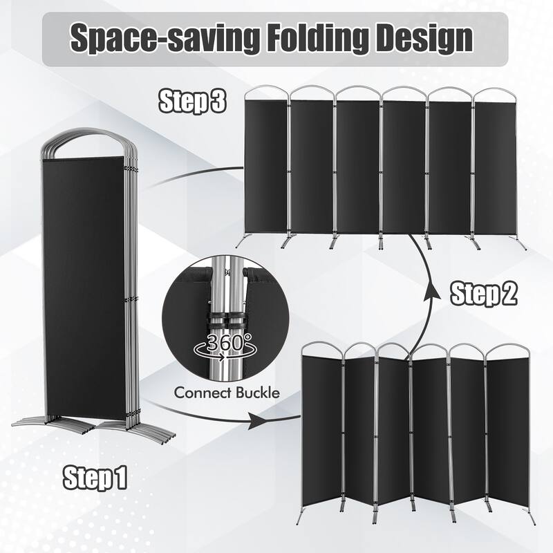 Costway 6 Panels Folding Privacy Screen 6 Ft Tall Fabric Privacy