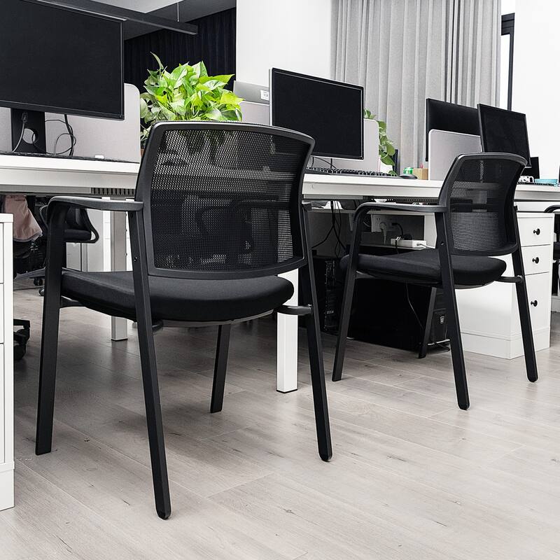 Gymax 6-Pack Office Conference Chair Set Mesh Guest Reception Stack
