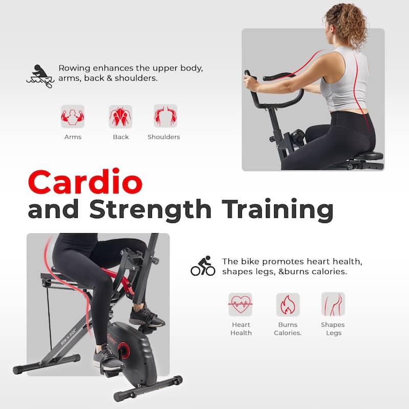 Sunny Health & Fitness Upright Row-N-Ride® Exercise Bike - SF-A022077 - Gray - 45.3*21.9*53.5