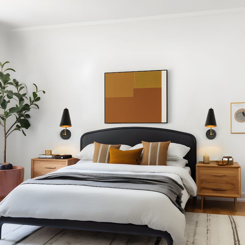Modern Metal 1-Light Black Gold Swing Arm Light Plug-in/ Hardwired Adjustable Wall Sconces - 4.7 " L × 16.1 " W × 11.8 " H