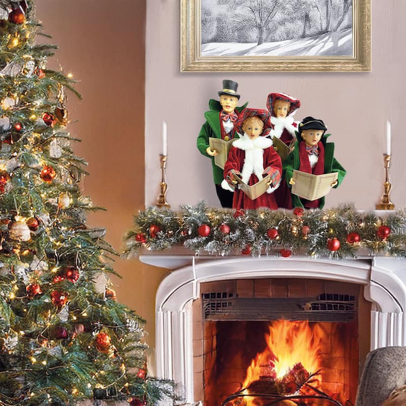 15 inches To 18 inches Dickens Carolers, Set of 4 - red