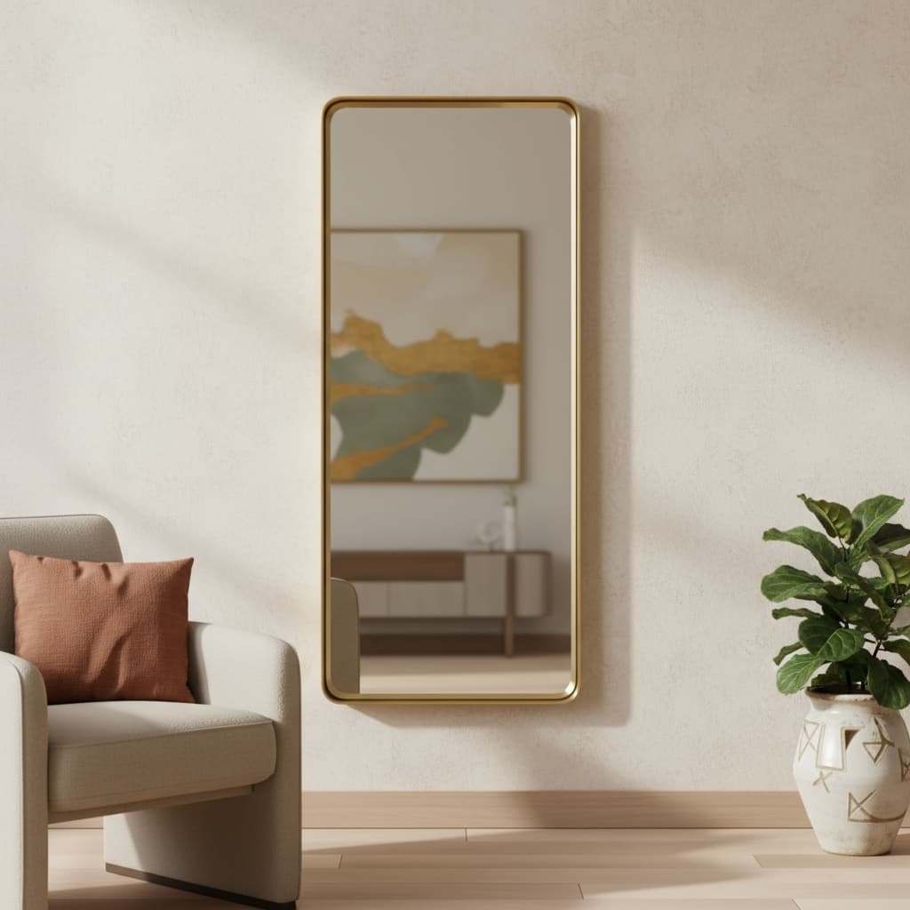 HomeRoots 71" Gold Metal Framed Full Length Mirror - 27.51 in. x 70.74 in. x 1.96 in.