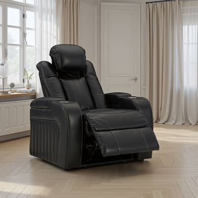 Aven Power Recliner Chair, Premium Features Midnight Blue Faux Leather