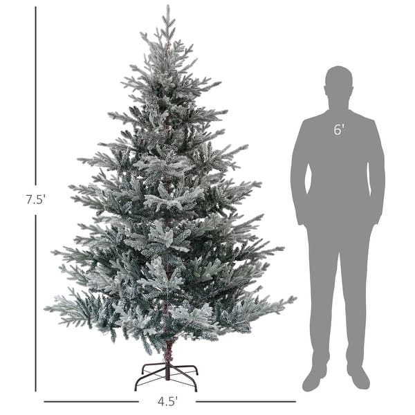 dimension image slide 1 of 2, HOMCOM 6ft Nordic Pine Artificial Christmas Tree with 795 Snow Flocked Tips, Foldable Metal Stand, Easy Assembly