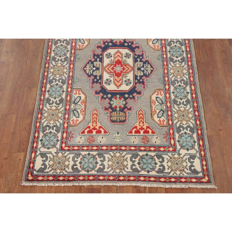 Geometric Kazak Accent Rug Handmade Home Decor Wool Carpet - 3'3" x 5'2"