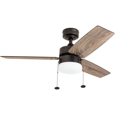 Reston, 42 Inch Modern Farmhouse LED Ceiling Fan with Light, Pull Chain, Dual Mounting Options, Dual Finish Blades