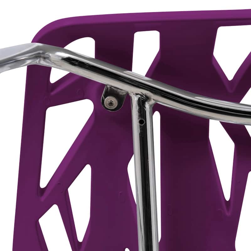 Asbury Stackable Dining Chair with Chrome Legs Side Chair with Modern Cut-Out Design Backrest