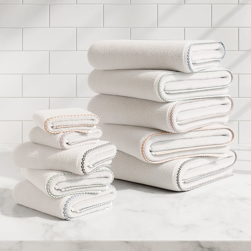 Linery & Co. Quick-Dry Cotton and Decorative Border Towel Set