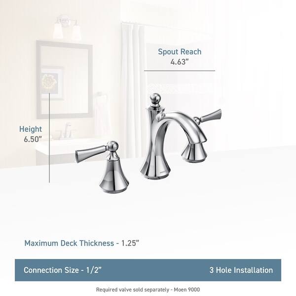 Shop Moen T4520 Wynford Double Handle Widespread Bathroom Faucet