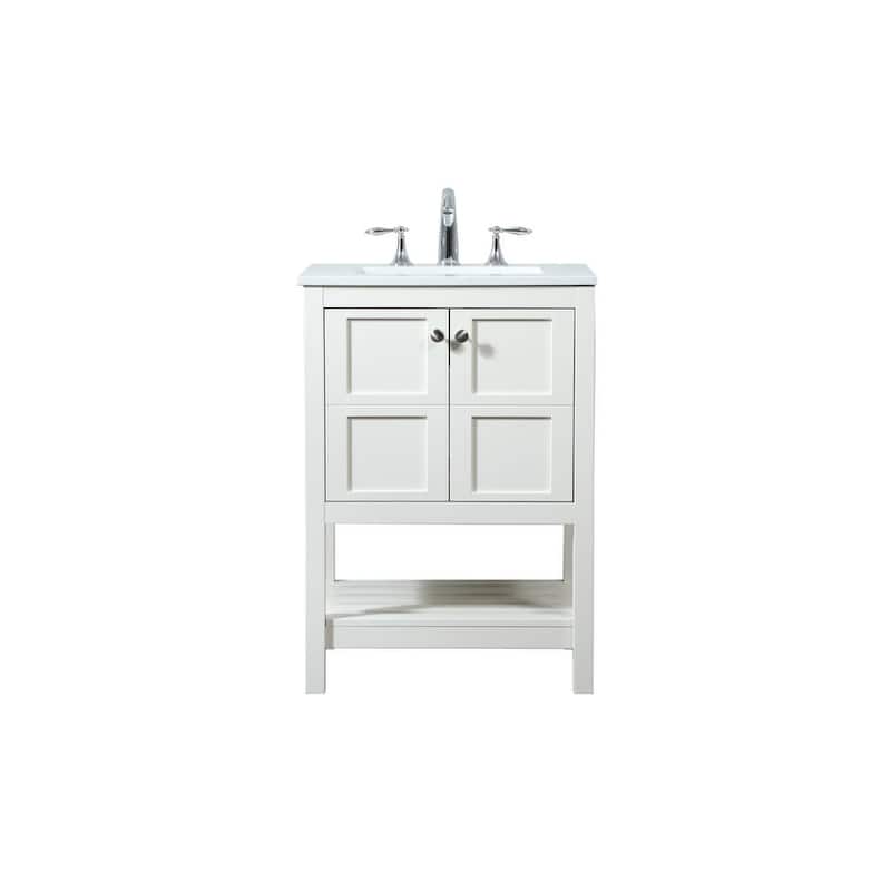 Elegant Lighting VF16424 Theo 24" Free Standing Single Basin Vanity - White - Painted