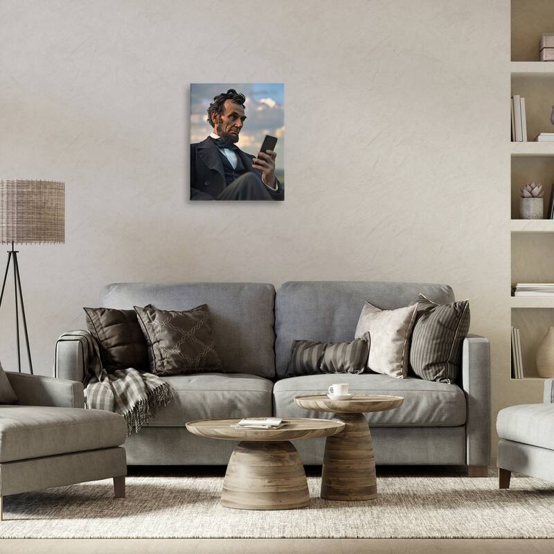 Stupell Abe Lincoln with Cellphone Canvas Wall Art Design By Michael McKinney