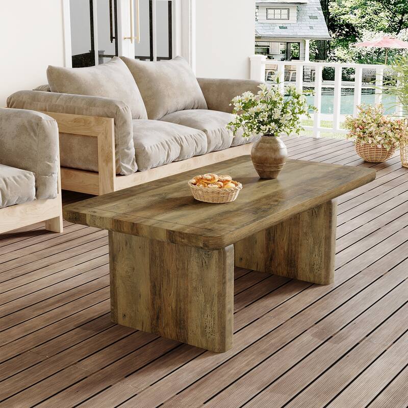 Industrial Brown 47" Rectangle Coffee Table for Living Room