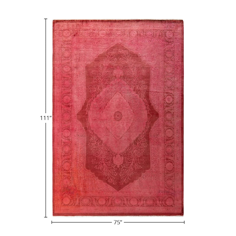 Fine Vibrance, One-of-a-Kind Hand-Knotted Area Rug - Pink, 6' 3" x 9' 3" - 6' 3" x 9' 3"