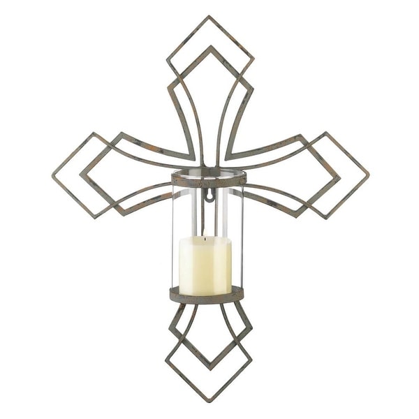 Ancient Contemporary Cross Candle Wall Sconce