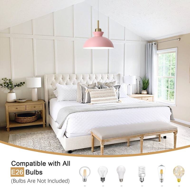 1-Light Hanging Ceiling Pendant Light Chandelier Light Fixture with Metal Shade for Kitchen Island