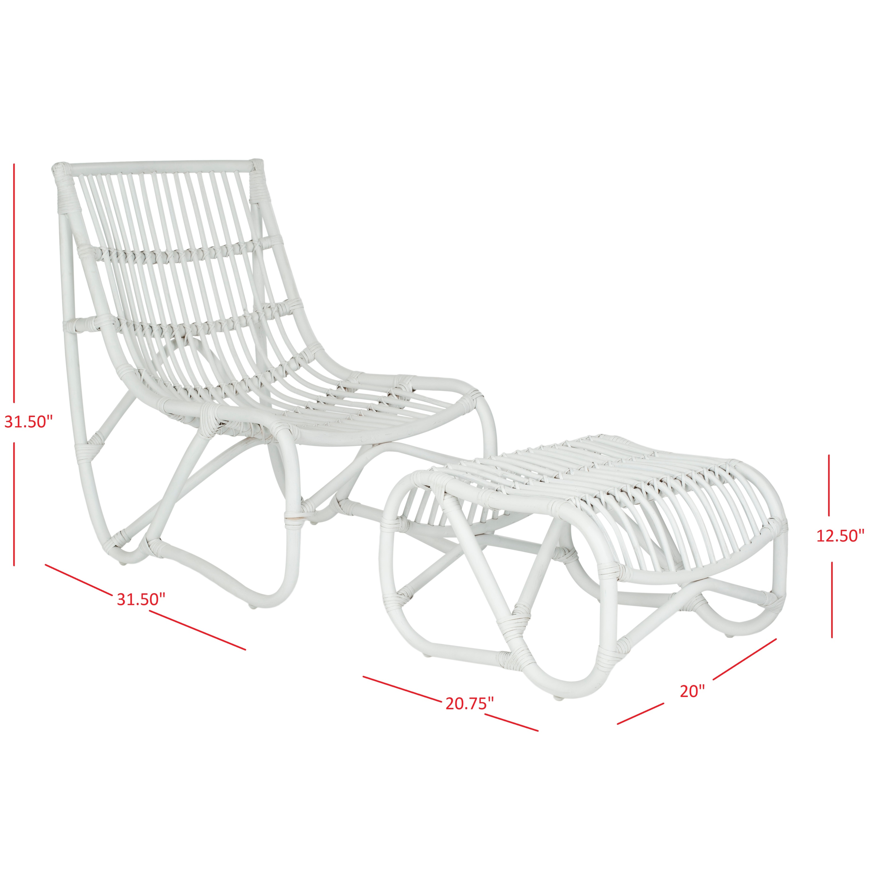 White wicker chair and ottoman shop set
