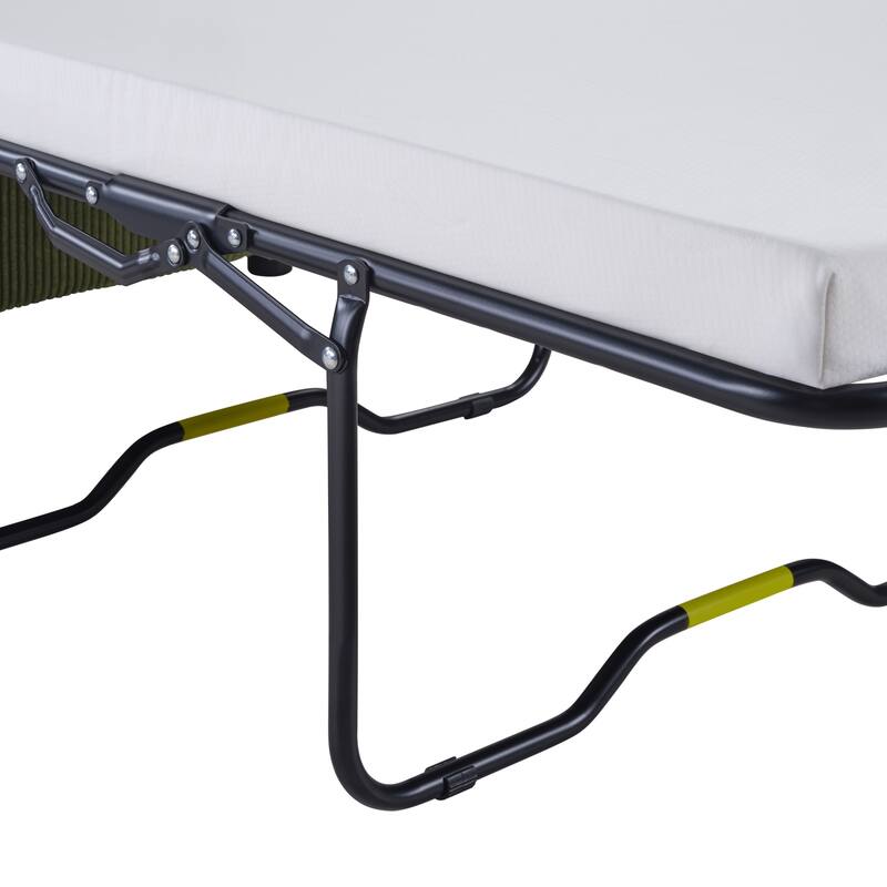 47.2" Corduroy Twin Sleeper Sofa with Foldable Mattress, Side Table, USB Ports, and Storage Pocket