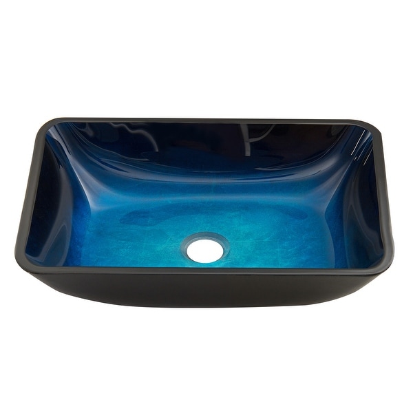 VIGO Glass Rectangular Vessel Bathroom Sink VGU3447