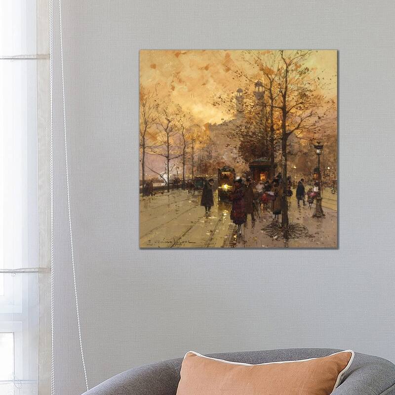 iCanvas "Figures On A Parisian Street" by Eugene Galien-Laloue Canvas Print - 26x26x1.5