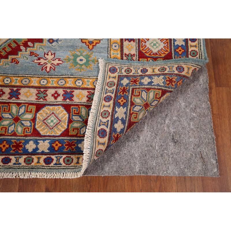 Light Blue Kazak Area Rug Handmade Bedroom Wool Carpet - 5'3" x 6'9"