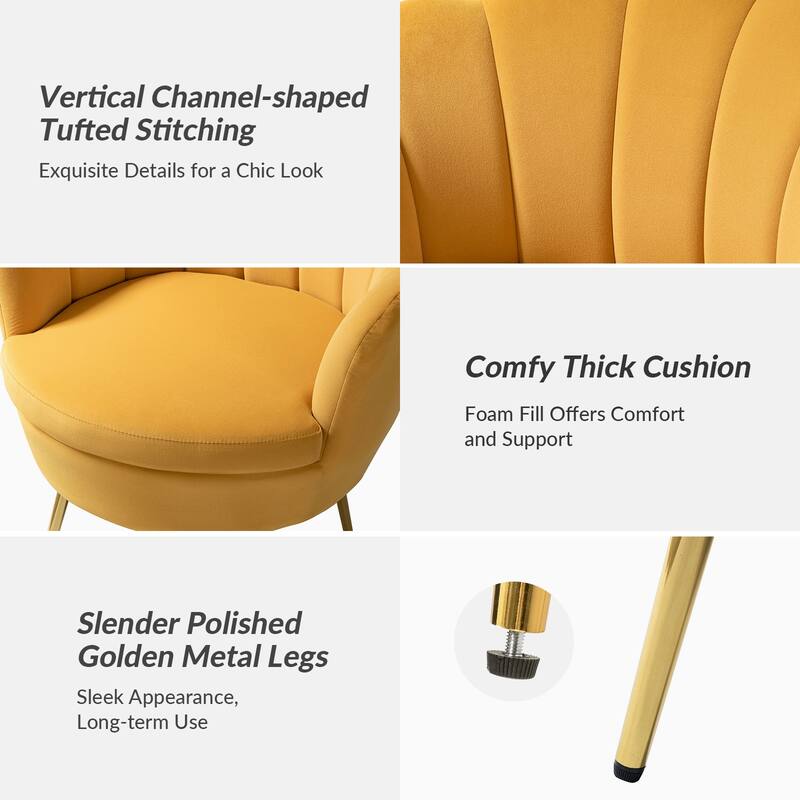 Xabier Cute Modern Upholstered Barrel Chair Accent Chair with Tufted Back Set of 2 by HULALA HOME