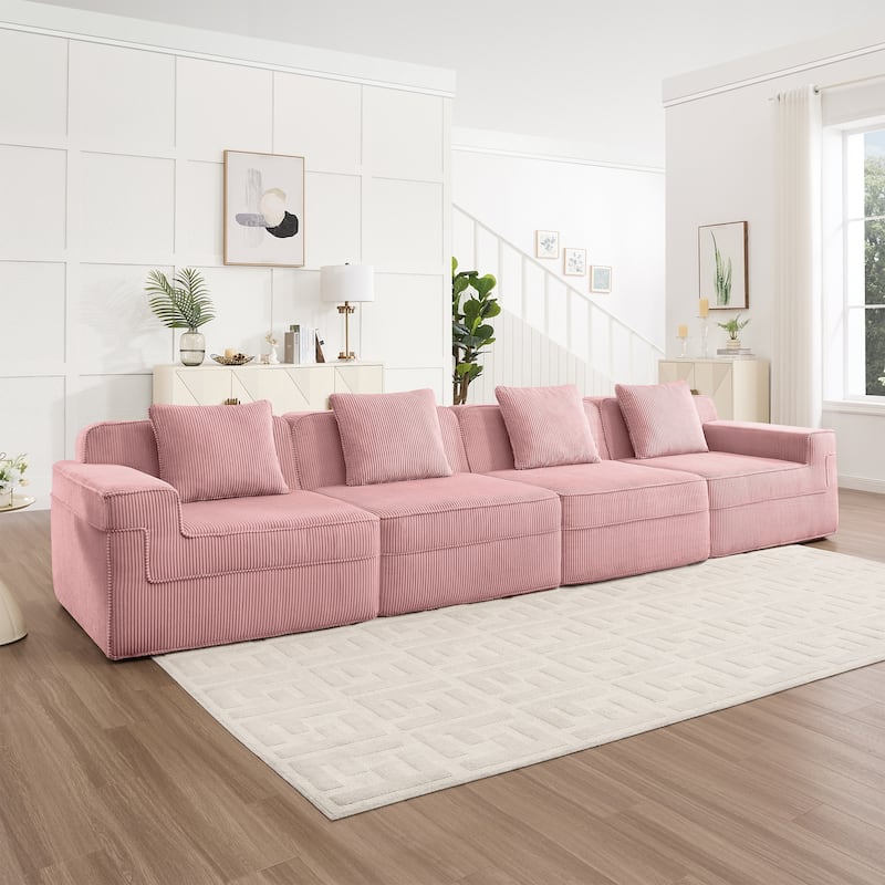 GDFStudio - Modular 4-Seater 153.5" Corduroy Boneless Cloud Sofa